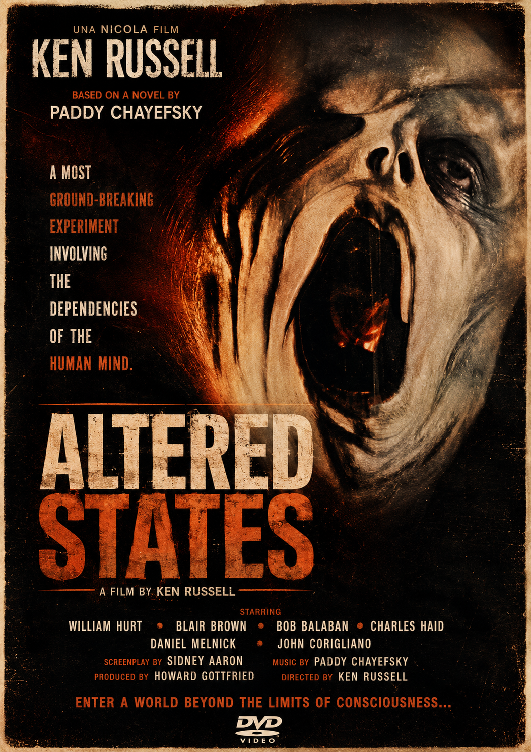 ALTERED STATES (1980) William Hurt, Blair Brown, Bob Balaban and Charles Haid - Public Domain Movie DVD NO CASE