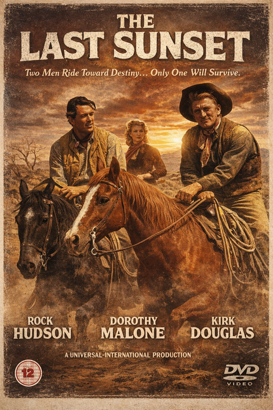 THE LAST SUNSET (1961) Rock Hudson, Kirk Douglas - Public Domain DVD NO CASE