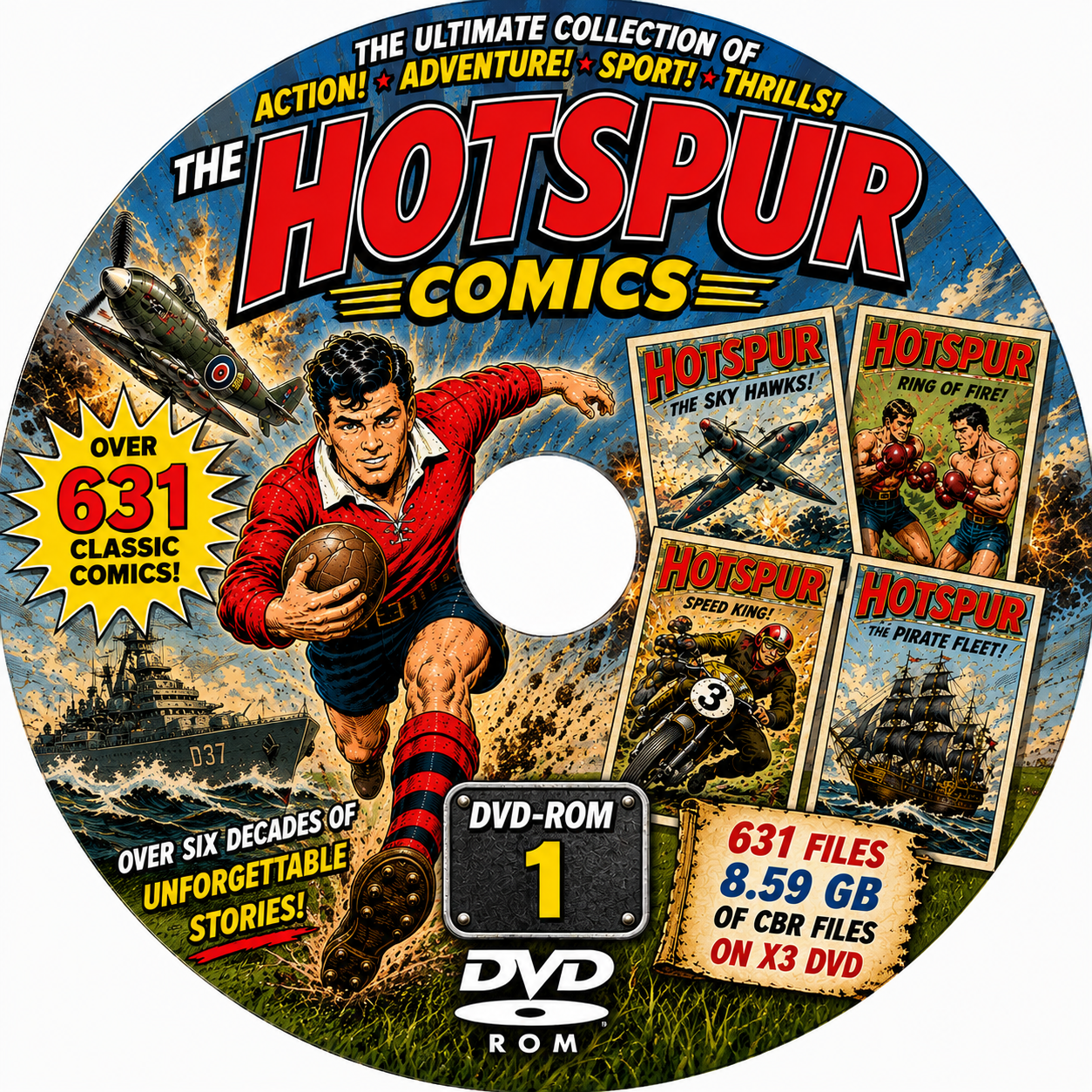 HOTSPUR COMICS - 631 FILES -  8.59 GB OF CBR FILES ON DVD - FREE POST