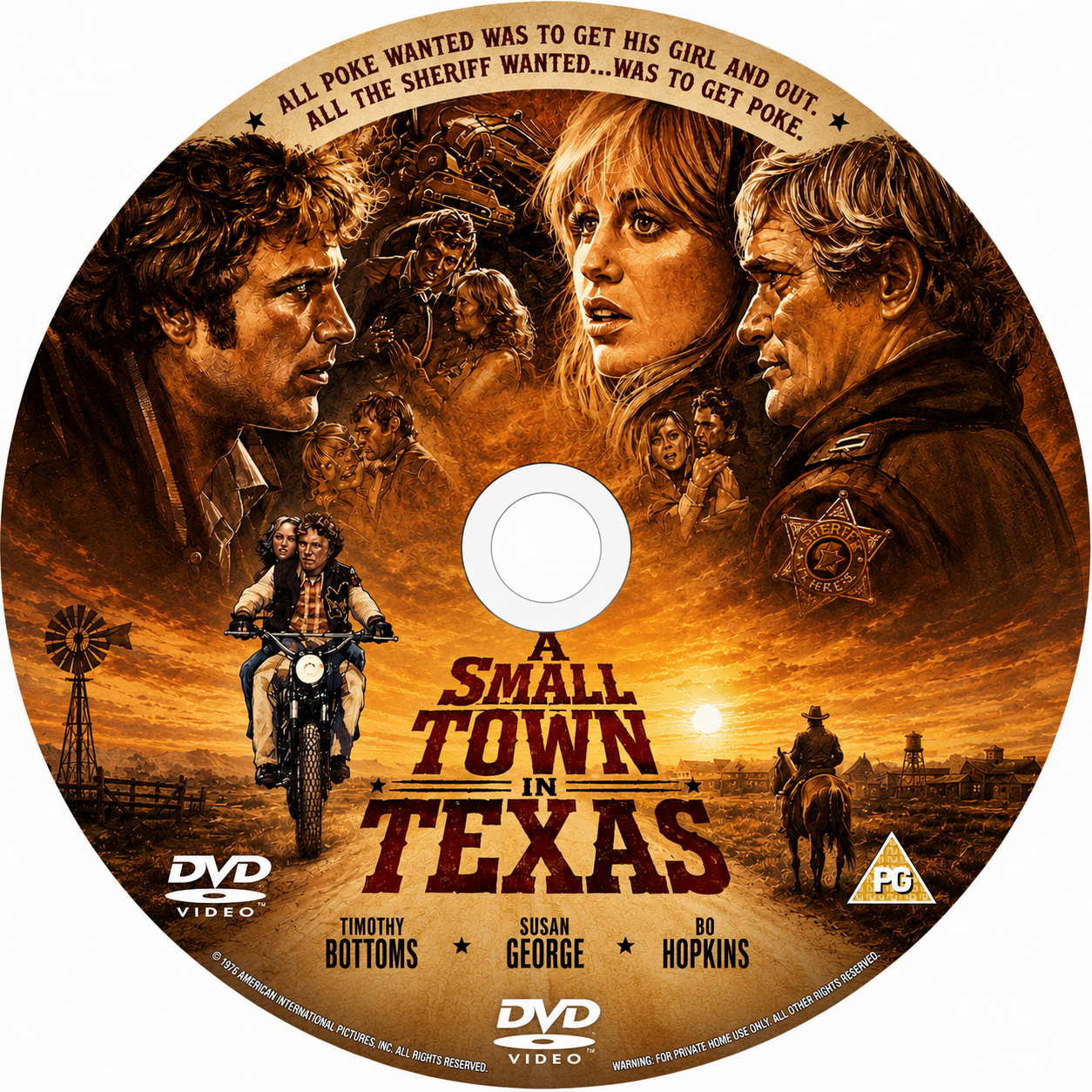 A SMALL TOWN IN TEXAS (1976) Bo Hopkins, Susan George, Timothy Bottoms, John Karlen, Art Hindle - DVD NO CASE