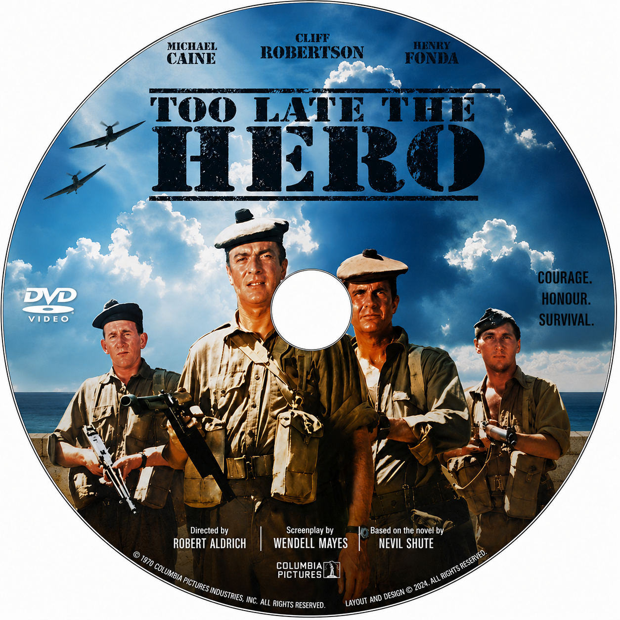 Too Late the Hero (1970) Michael Caine, Cliff Robertson, Henry Fonda, Ian Bannen, Harry Andrews and Denholm Elliott. - PUBLIC DOMAIN DVD ONLY NO CASE