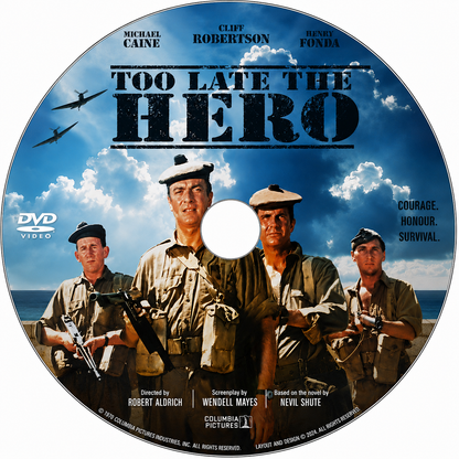 Too Late the Hero (1970) Michael Caine, Cliff Robertson, Henry Fonda, Ian Bannen, Harry Andrews and Denholm Elliott. - PUBLIC DOMAIN DVD ONLY NO CASE