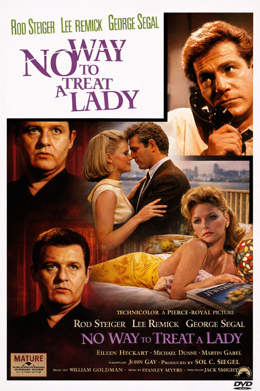 NO WAY TO TREAT A LADY (1968) Rod Steiger Lee Remick, Public Domain DVD NO CASE
