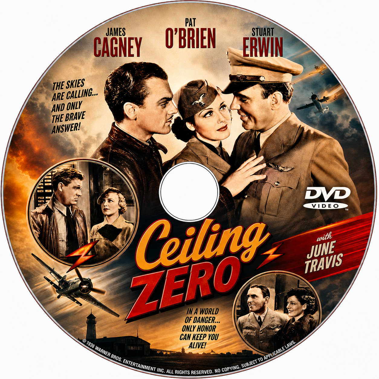 CEILING ZERO (1936) James Cagney, Pat O'Brien, June Travis and Stuart Erwin - Public Domain Movie DVD NO CASE