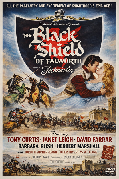 THE BLACK SHIELD OF FALWORTH (1954) Tony Curtis ,Janet Leigh ,David Farrar ,Barbara Rush ,Herbert Marshal - Public Domain Movie DVD NO CASE