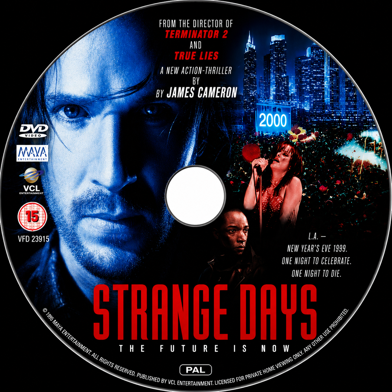 STRANGE DAYS (1995) Ralph Fiennes, Angela Bassett, Juliette Lewis, Tom Sizemore - DVD NO CASE