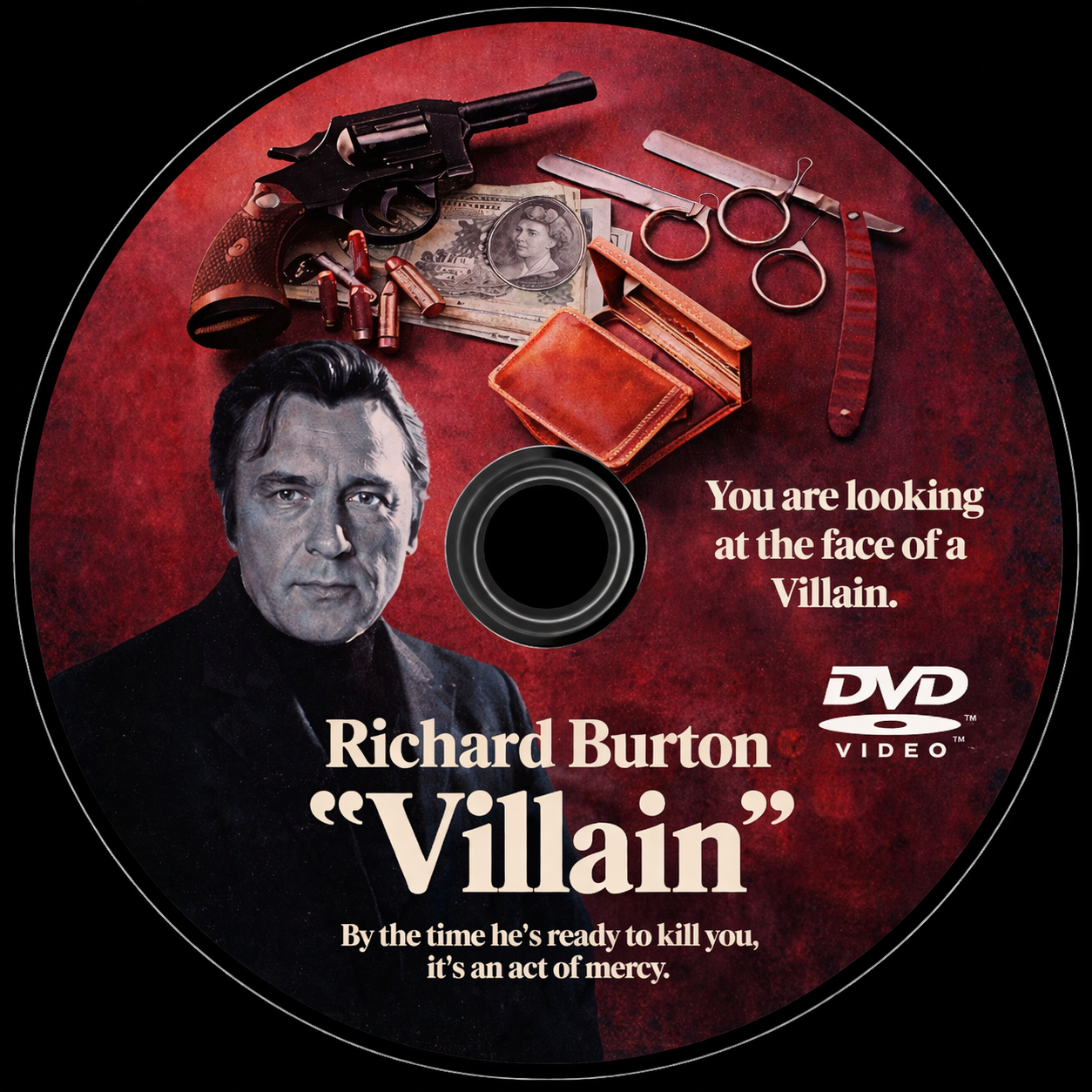 VILLIAN (1971) Richard Burton,Ian McShane,Nigel Davenport,Donald Sinden - Public Domain DVD NO CASE RARE !