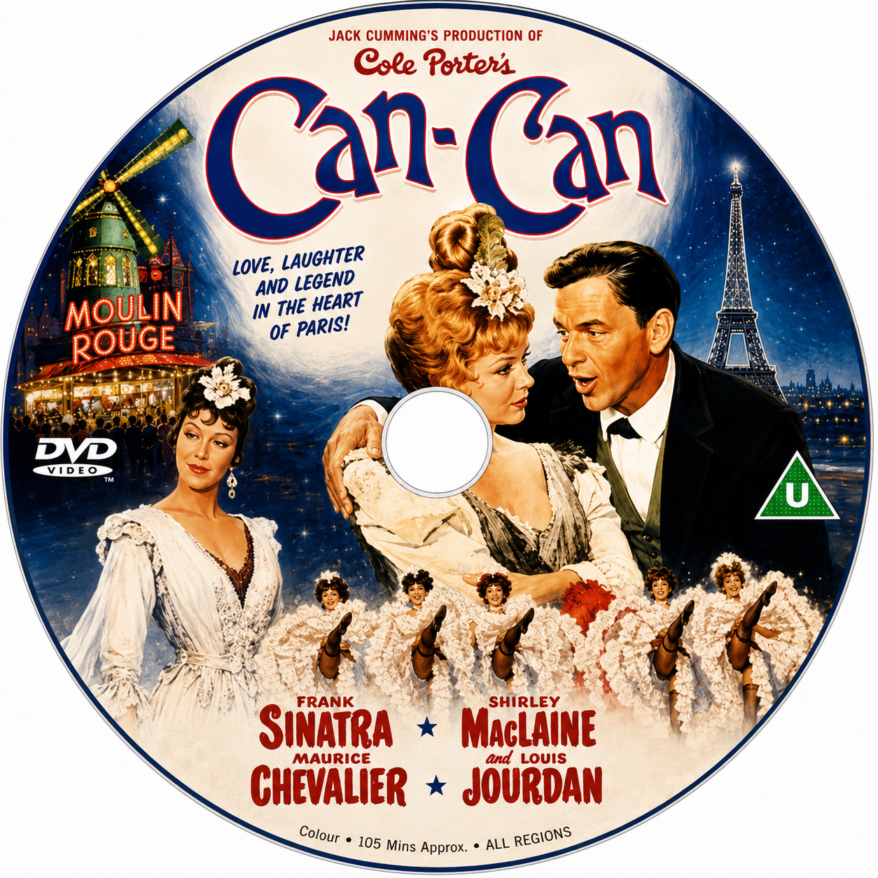 CAN-CAN (1960) Frank Sinatra, Shirley MacLaine, Maurice Chevalier, Louis Jourdan, Juliet Prowse - Public Domain Movie DVD NO CASE