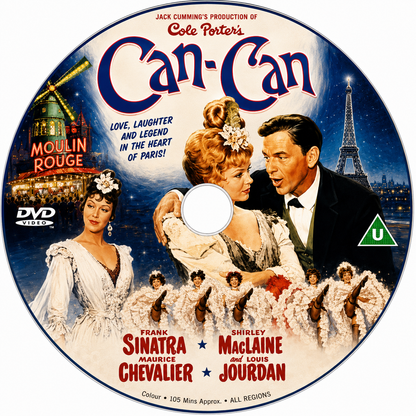 CAN-CAN (1960) Frank Sinatra, Shirley MacLaine, Maurice Chevalier, Louis Jourdan, Juliet Prowse - Public Domain Movie DVD NO CASE
