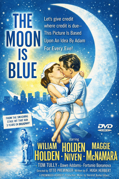 THE MOON IS BLUE (1953)  William Holden,David Niven,Maggie McNamara - Public Domain DVD NO CASE RARE !
