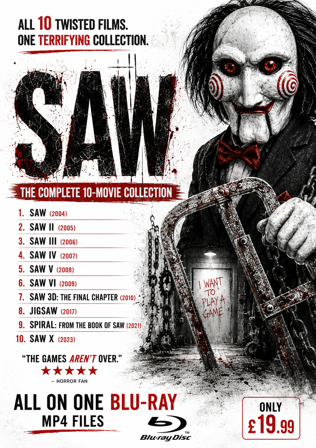 SAW - THE COMPLETE 10-MOVIE COLLECTION ON ONE BLU-RAY