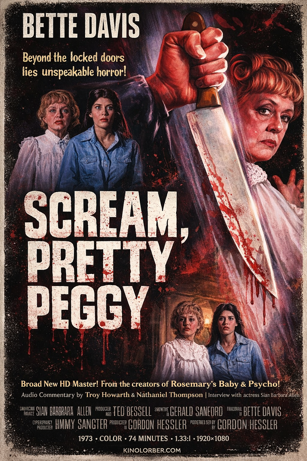 SCREAM, PRETTY PEGGY (1973) Bette Davis,Ted Bessell,Sian Barbara Allen - Public Domain Movie DVD NO CASE