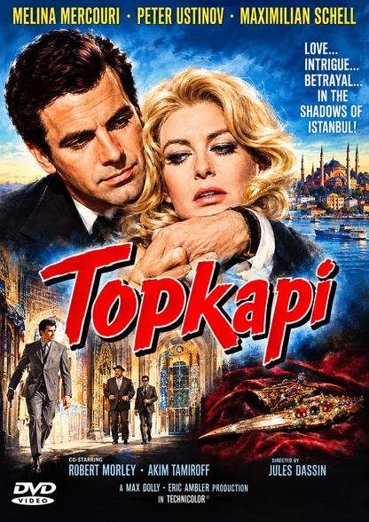 TOPKAPI (1964) Melina Mercouri, Peter Ustinov, Maximilian Schell, Robert Morley, Akim Tamiroff, Jess Hahn and Gilles Ségal  - PUBLIC DOMAIN DVD ONLY NO CASE