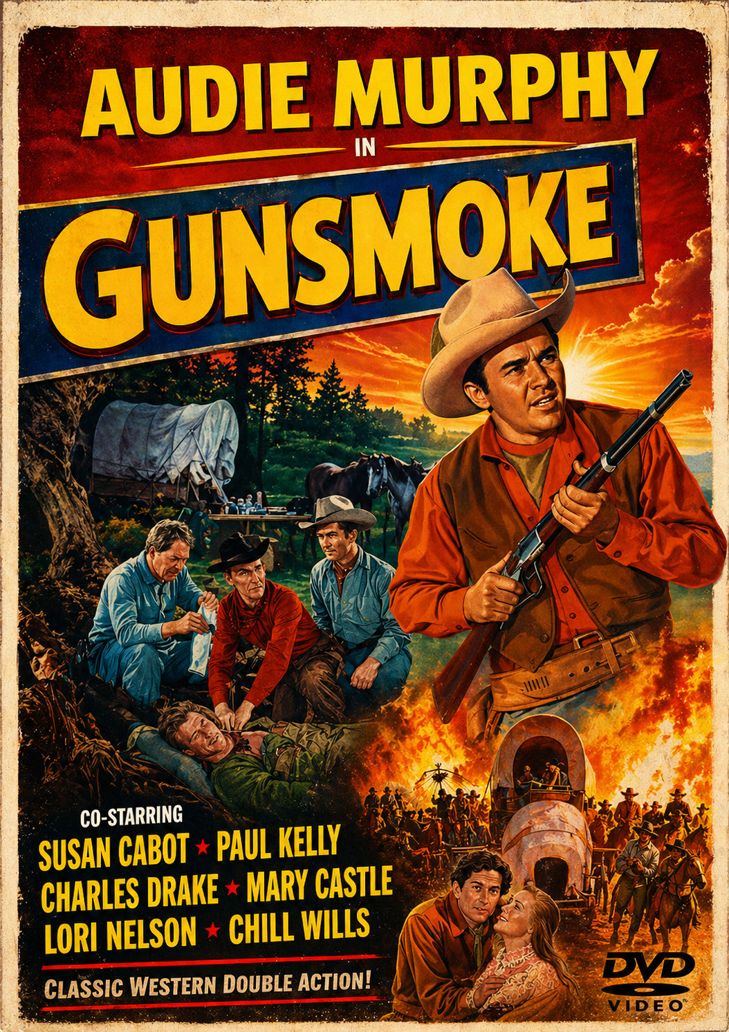 GUNSMOKE  (1953) Audie Murphy,Susan Cabot,Paul Kelly - Public Domain DVD NO CASE