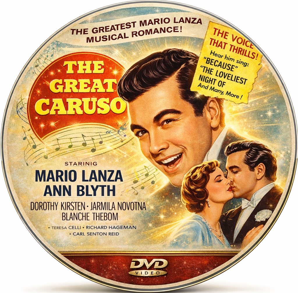 THE GREAT CARUSO (1951) Mario Lanza - On-Off-Subtitles Public Domain DVD NO CASE