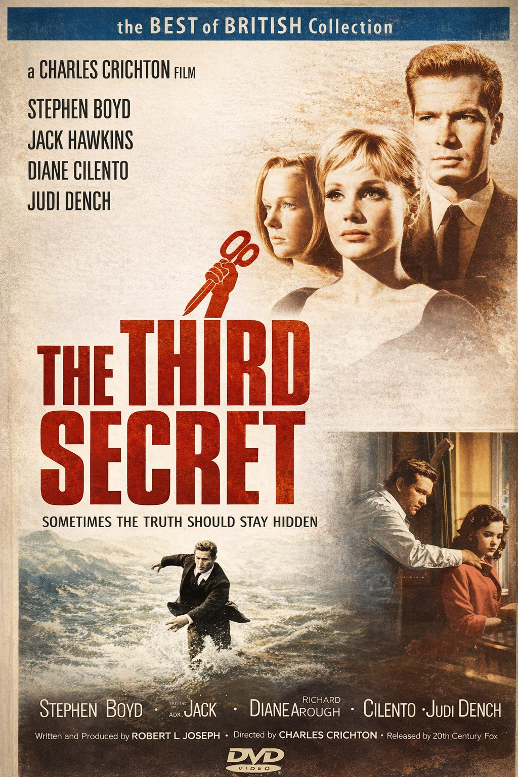 THE THIRD SECRET (1964) Stephen Boyd ,Jack Hawkins ,Richard Attenborough ,Diane Cilento ,Pamela Franklin ,Paul Rogers ,Alan Webb - Public Domain Movie DVD NO CASE