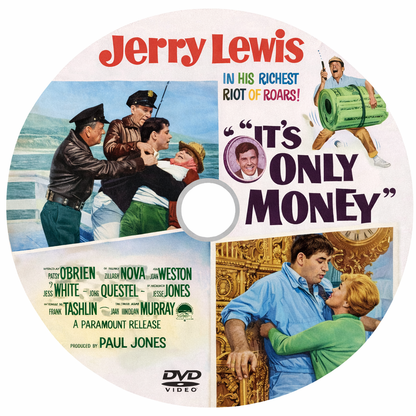IT'S ONLY MONEY (1962) Jerry Lewis ,Zachary Scott ,Joan O'Brien ,Mae Questel ,Jesse White - Public Domain Movie DVD NO CASE