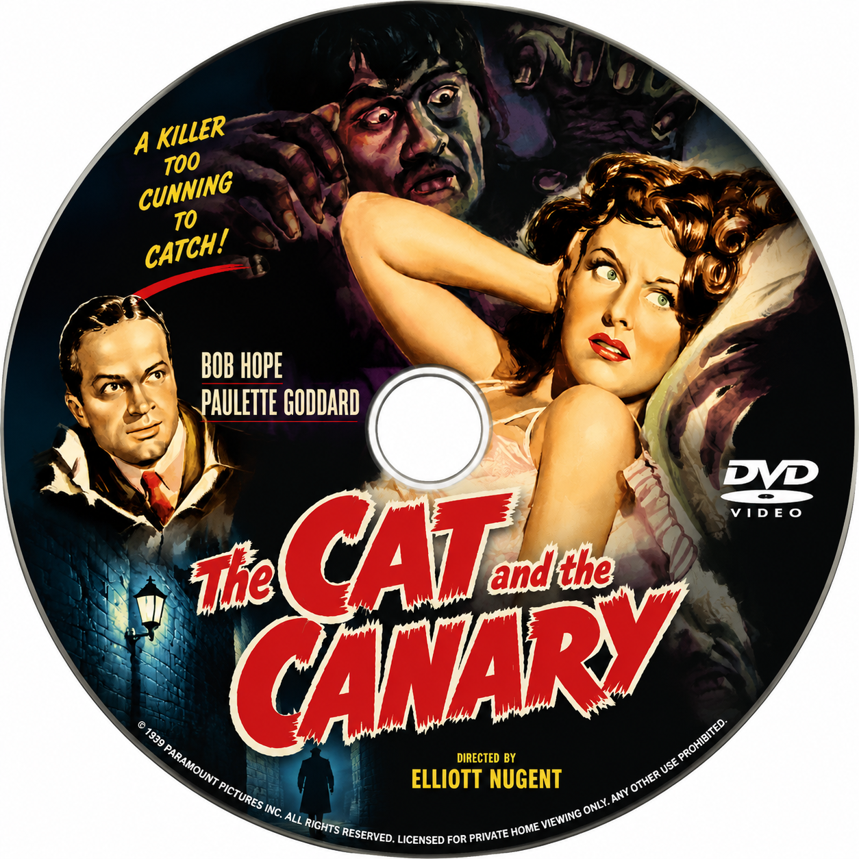 THE CAT AND THE CANARY (1939) Bob Hope, Paulette Goddard, John Beal, Douglass Montgomery, Gale Sondergaard and Elizabeth Patterson - Public Domain Movie DVD NO CASE