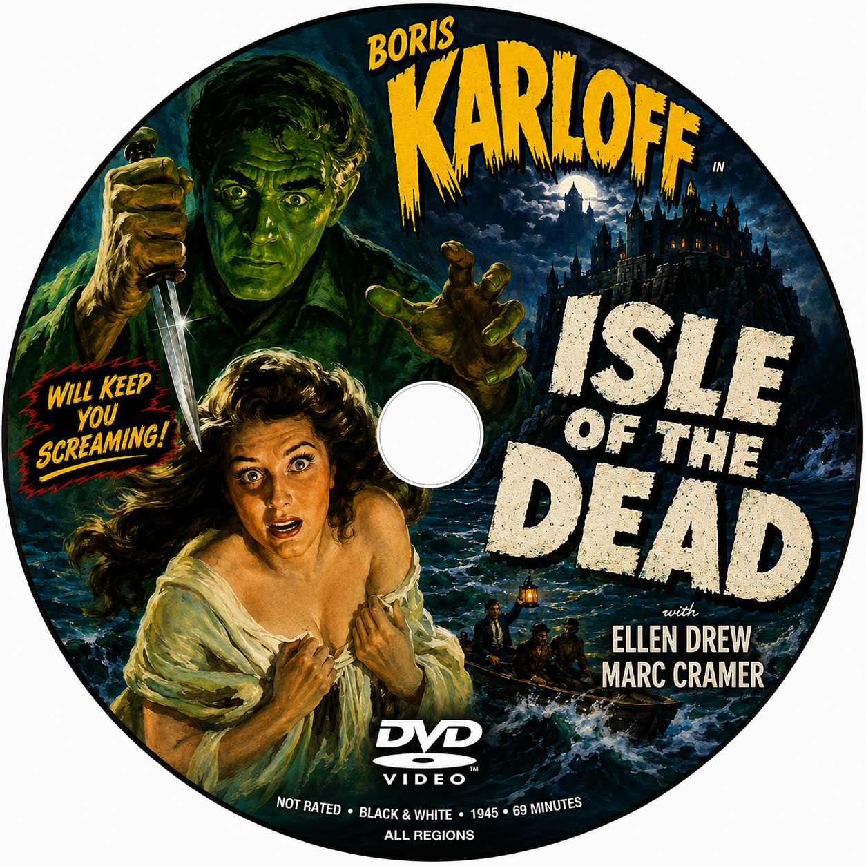 ISLE OF THE DEAD  (1945) Boris Karloff - Public Domain DVD NO CASE