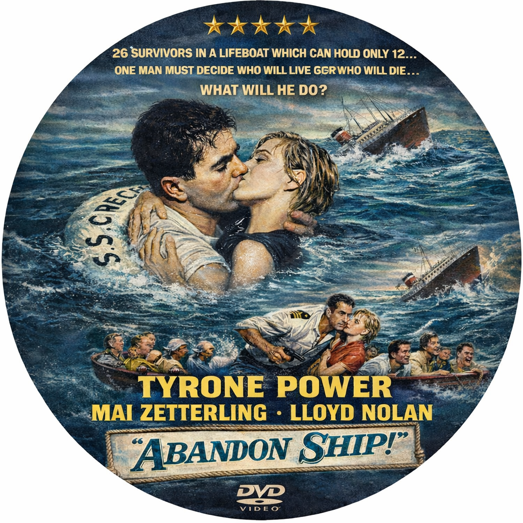 ABANDON SHIP (1957) - LLOYD NOLAN,TYRONE POWER - Public Domain DVD NO CASE