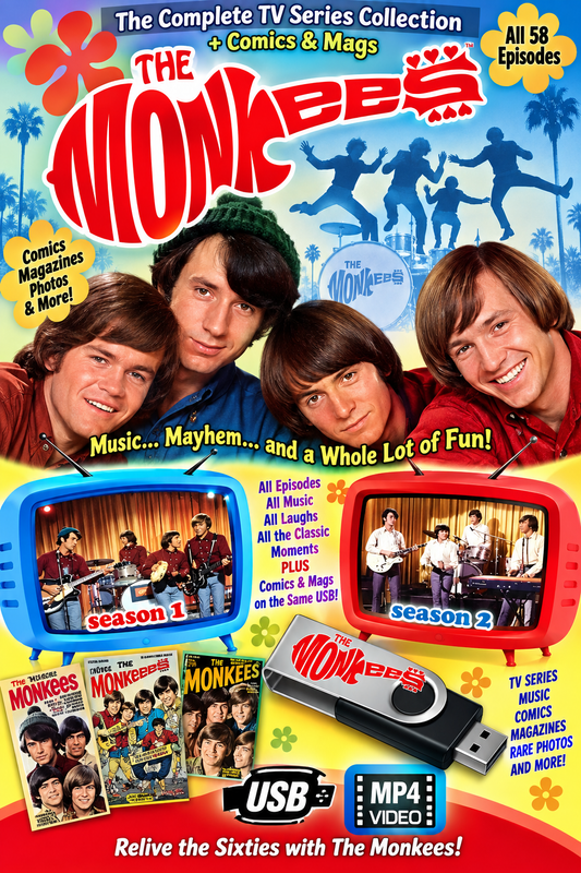 THE MONKEES COMPLETE TV SERIES + MONKEES MONTHLY MAG (USB)  David Jones,Micky Dolenz,Michael Nesmith,Peter Tork  - USB COLLECTION