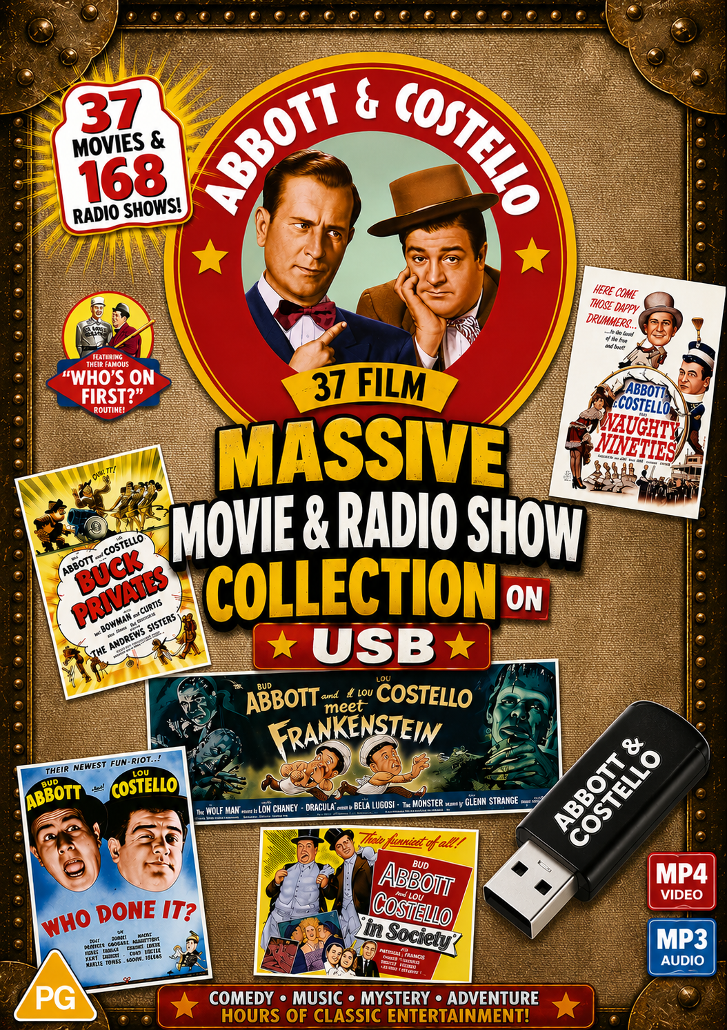ABBOTT & COSTELLO COLLECTION - 37 MOVIE COLLECTION & 168 RADIO SHOWS ON ONE  PLUG & PLAY USB