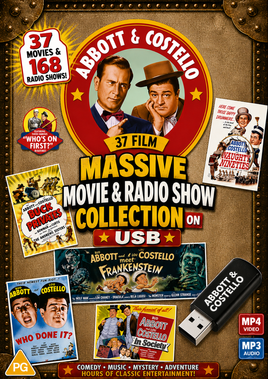 ABBOTT & COSTELLO COLLECTION - 37 MOVIE COLLECTION & 168 RADIO SHOWS ON ONE  PLUG & PLAY USB