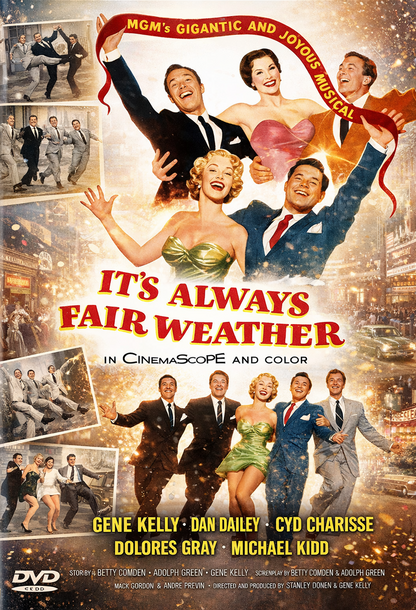 IT'S ALWAYS FAIRWEATHER (1955)  Gene Kelly,Dan Dailey, Cyd Charisse ,Dolores Gray, Michael Kidd - Public Domain Movie DVD NO CASE