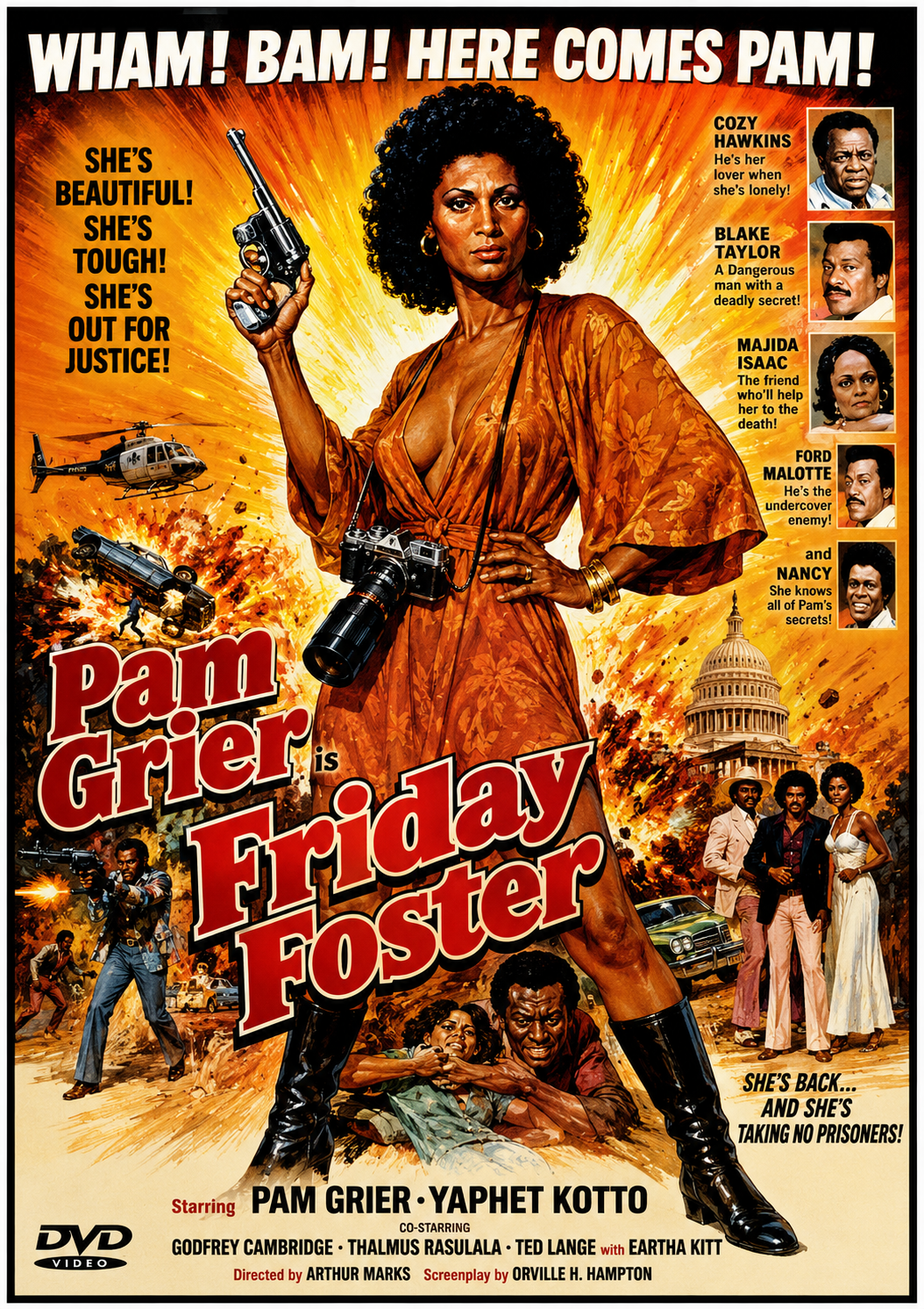 FRIDAY FOSTER (1975) Pam Grier, Yaphet Kotto, Godfrey Cambridge, Thalmus Rasulala, Eartha Kitt, Scatman Crothers, Carl Weathers - DVD NO CASE