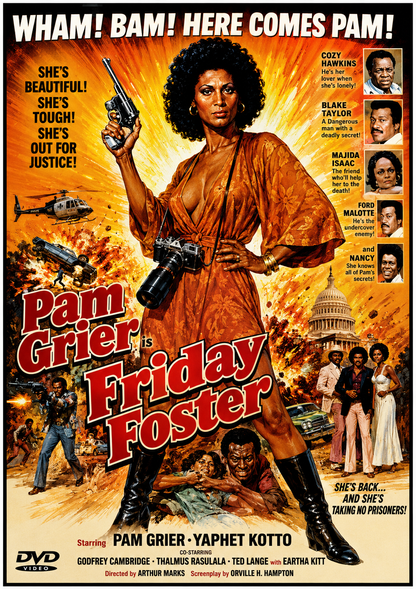 FRIDAY FOSTER (1975) Pam Grier, Yaphet Kotto, Godfrey Cambridge, Thalmus Rasulala, Eartha Kitt, Scatman Crothers, Carl Weathers - DVD NO CASE