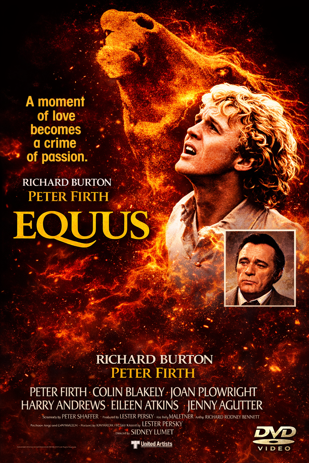 EQUUS (1977) Richard Burton,Peter Firth,Jenny Agutter,Joan Plowright,Colin Blakely - Public Domain DVD NO CASE RARE !