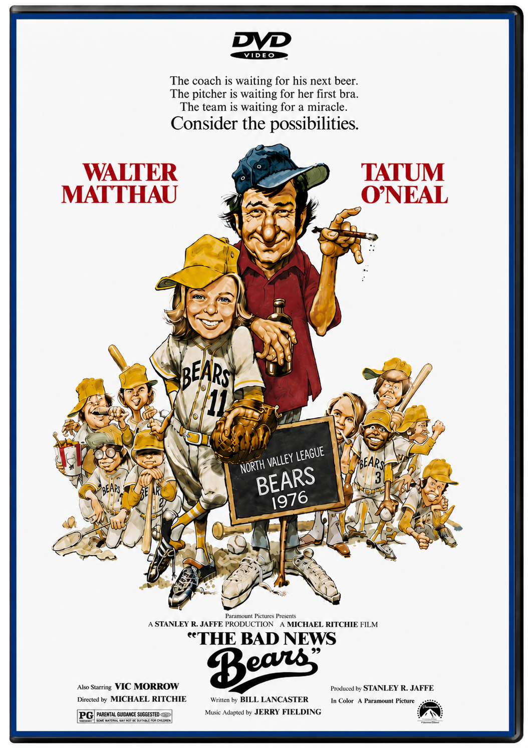THE BAD NEWS BEARS (1976) Walter Matthau, Tatum O'Neal, Vic Morrow - Public Domain DVD NO CASE RARE !