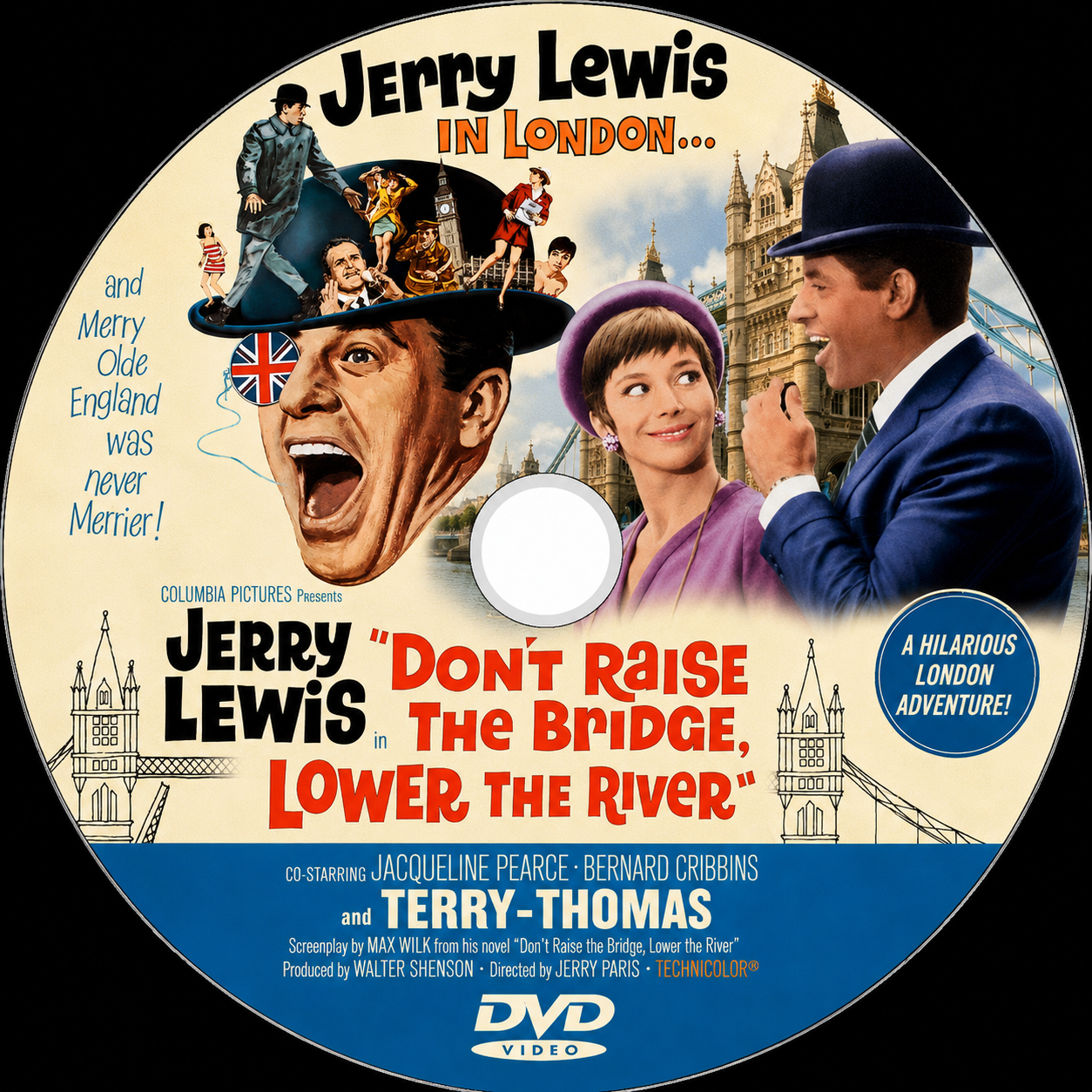 DON'T RAISE THE BRIDGE,LOWER THE RIVER (1968) Jerry Lewis, Terry-Thomas, Jacqueline Pearce, Bernard Cribbins, Patricia Routledge,Nicholas Parsons- Public Domain Movie DVD NO CASE