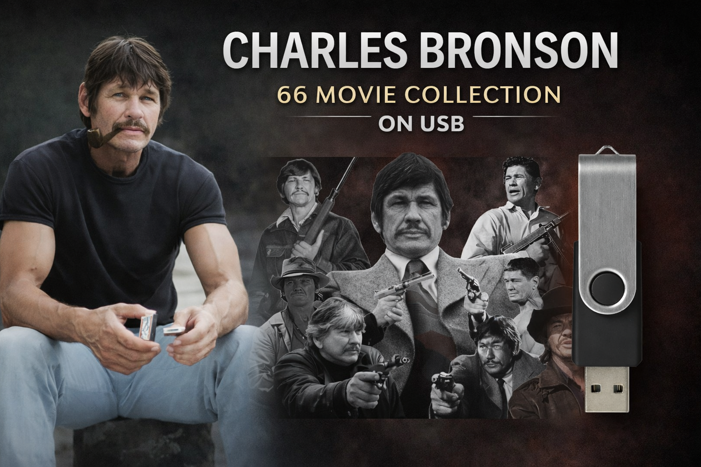 CHARLES BRONSON  - 66 MOVIE COLLECTION ON ONE USB PLUG & PLAY
