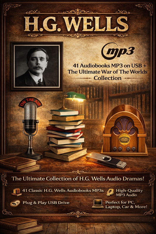 HG WELLS - 42 Old Time Radio Shows / Audio Books on MP3 Audio USB