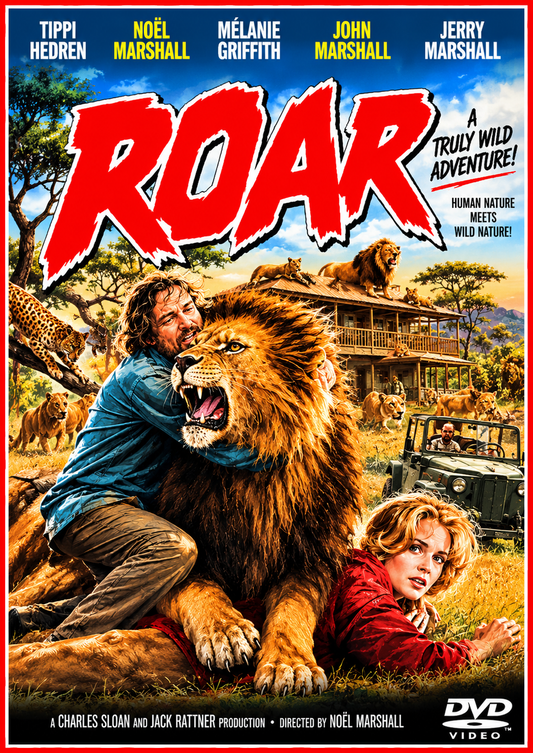 ROAR (1981) Tippi Hedren, Noel Marshall, Melanie Griffith, John Marshall, Jerry Marshall and Kyalo Mativo - PUBLIC DOMAIN DVD ONLY NO CASE