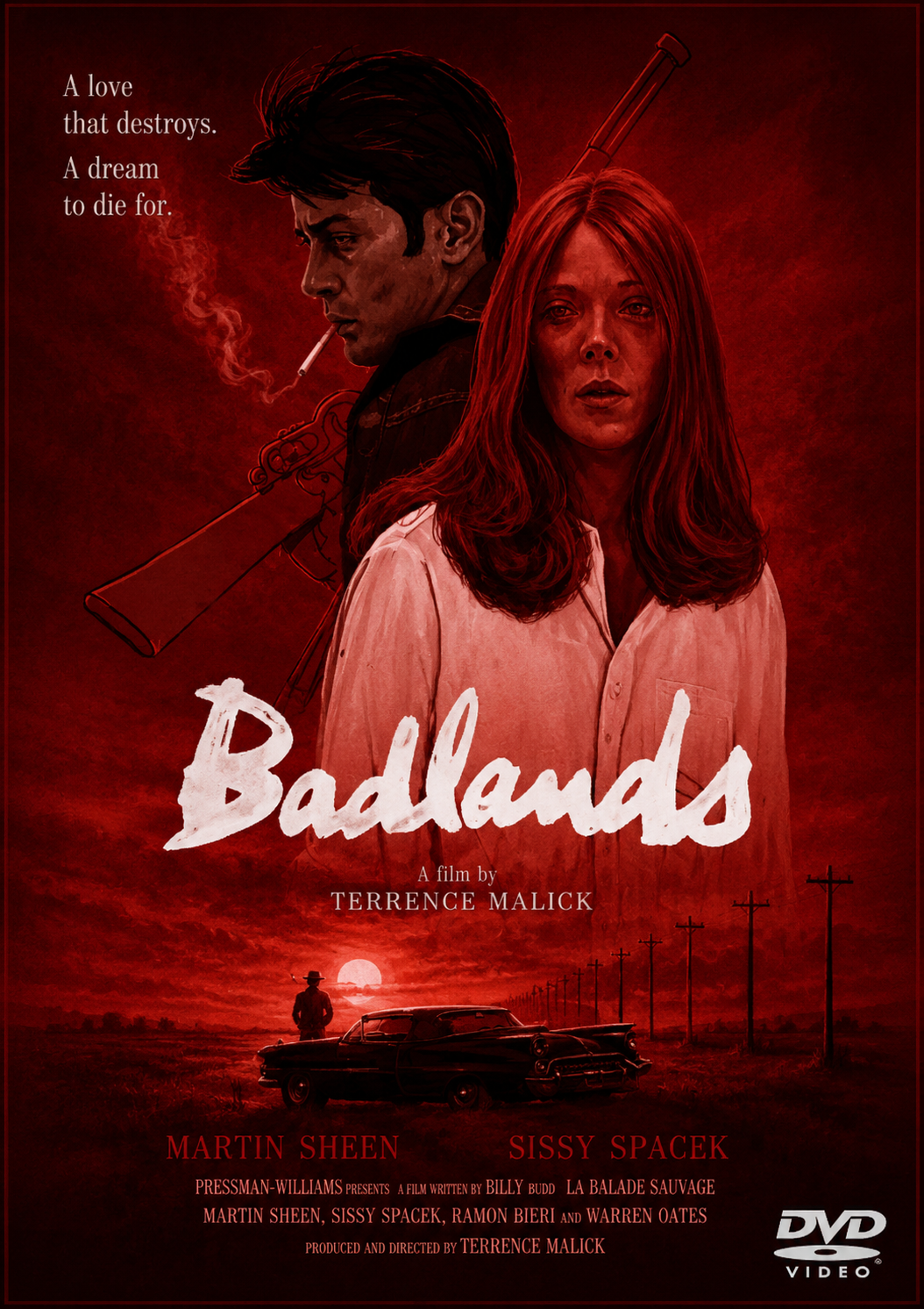 BADLANDS (1973) Martin Sheen, Sissy Spacek, Warren Oates, Ramon Bieri - PUBLIC DOMAIN DVD ONLY NO CASE