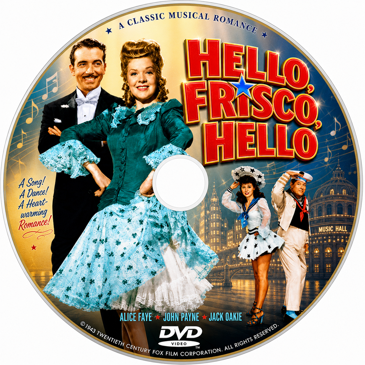 HELLO, FRISCO HELLO (1943) Alice Faye, John Payne, Lynn Bari and Jack Oakie - Public Domain Movie DVD NO CASE
