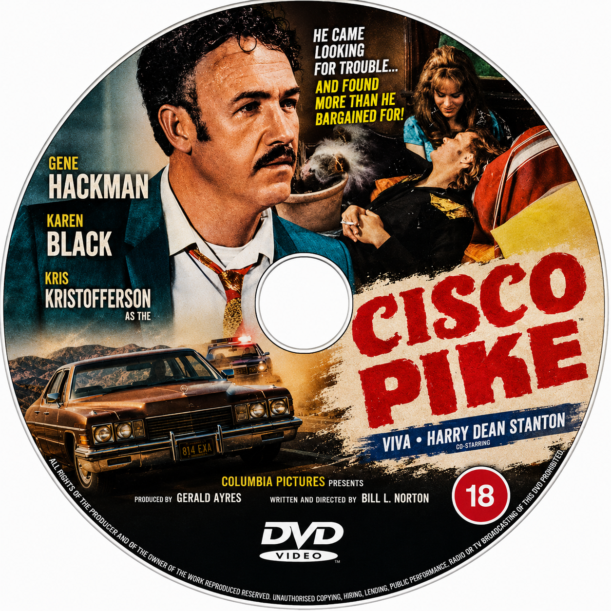 CISCO PIKE (1972) Gene Hackman,Karen Black,Kris Kristofferson - PUBLIC DOMAIN DVD ONLY NO CASE