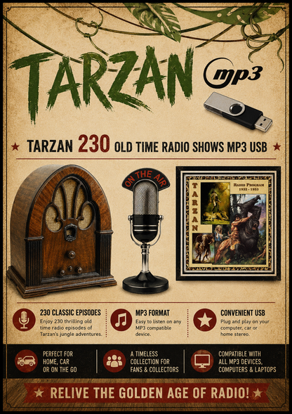 TARZAN - 230 OLD TIME RADIO SHOWS - MP3 USB