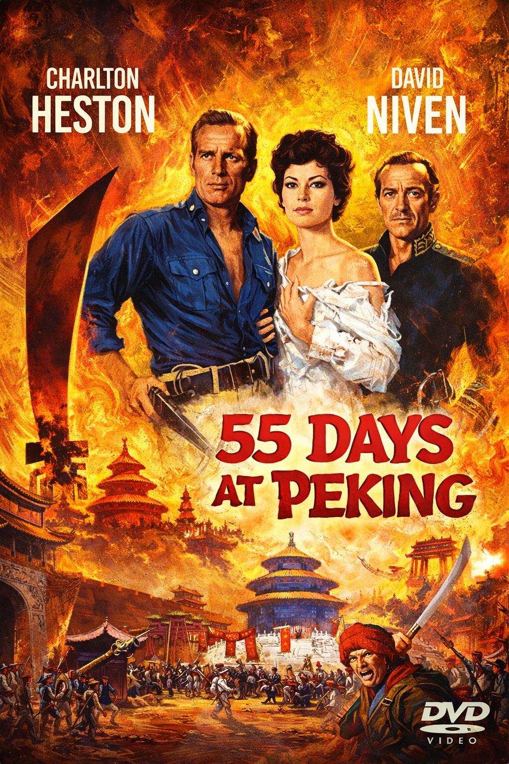 55 Days at Peking (1963) Charlton Heston, Public Domain DVD NO CASE