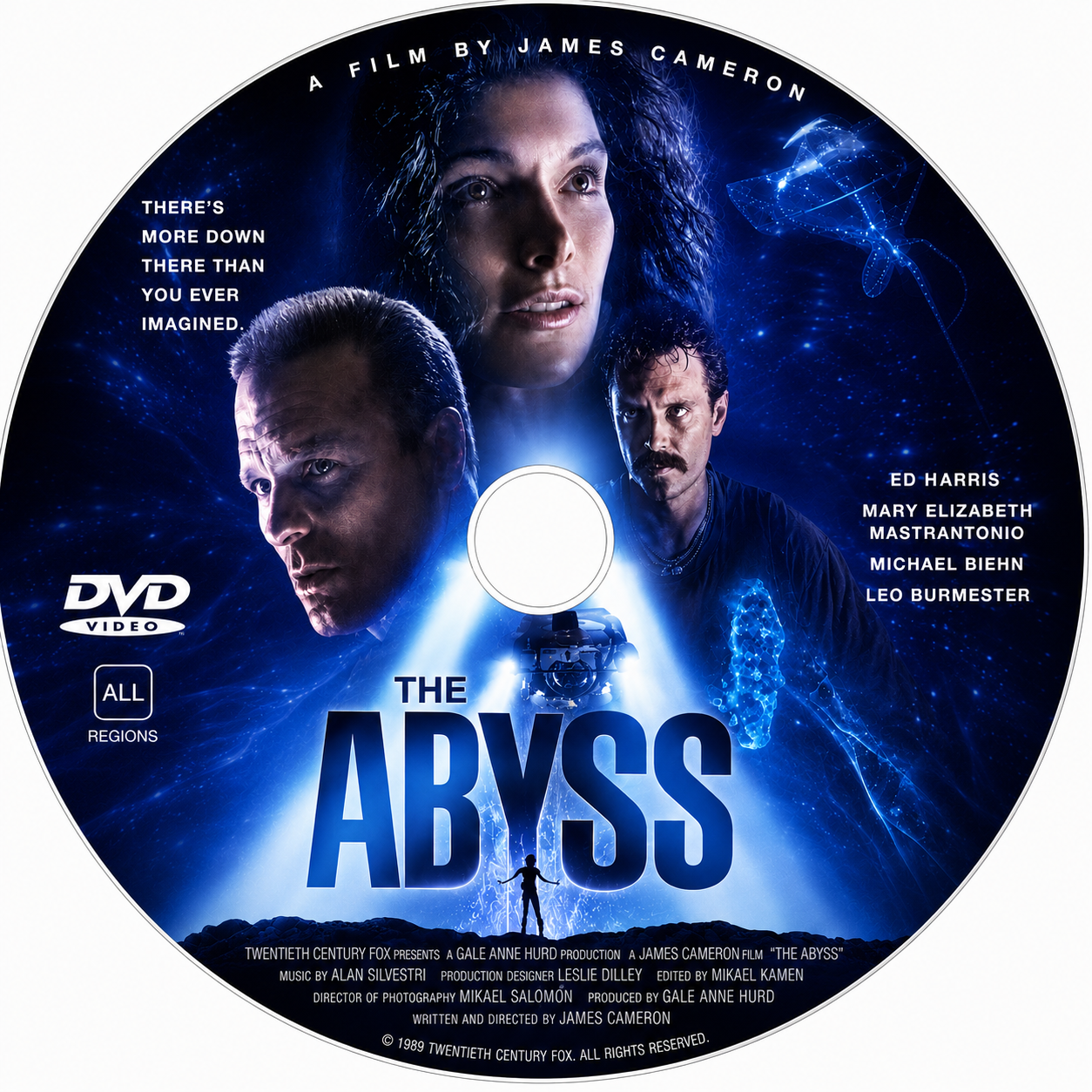 THE ABYSS (1989) Ed Harris, Mary Elizabeth Mastrantonio, Michael Biehn, Leo Burmester  - PUBLIC DOMAIN DVD ONLY NO CASE
