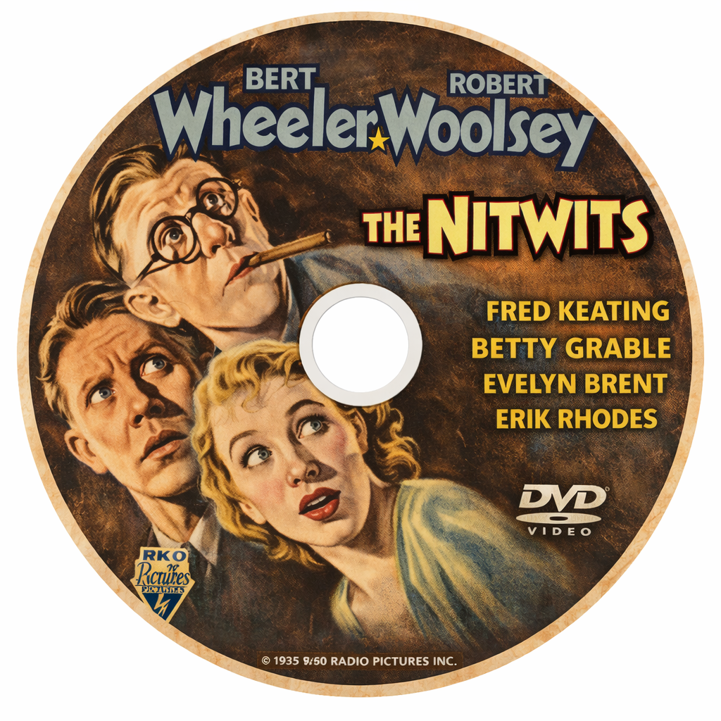 THE NITWITS (1935) Bert Wheeler, Betty Grable, Robert Woolsey - DVD - Public Domain DVD NO CASE
