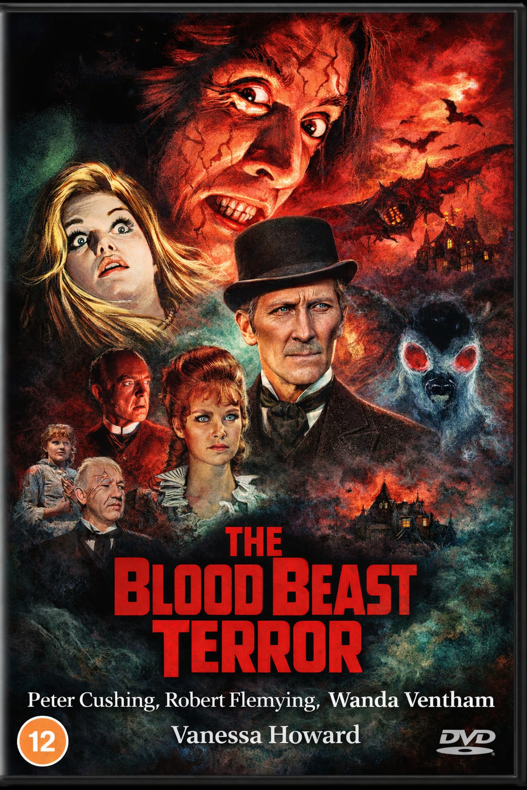 THE BLOOD BEAST TERROR (1968) Peter Cushing ,Robert Flemyng ,Wanda Ventham ,Vanessa Howard - DVD, Public Domain DVD NO CASE