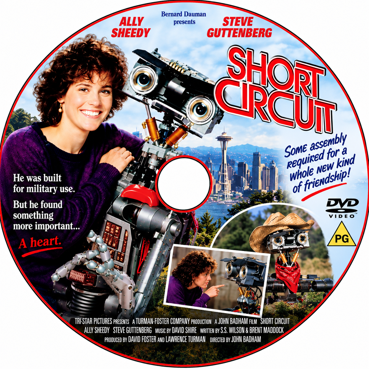 SHORT CURCUIT (1986) Ally Sheedy, Steve Guttenberg, Fisher Stevens, Austin Pendleton, G. W. Bailey • Voice of Number 5: Tim Blaney - DVD NO CASE