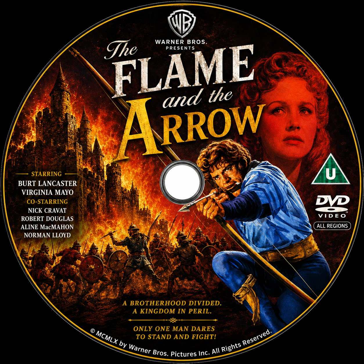 FLAME AND THE ARROW (1950) Starring - Burt Lancaster • Virginia Mayo • Nick Cravat • Robert Douglas • Aline MacMahon • Frank Allenby • Norman Lloyd - Public Domain Movie DVD NO CASE