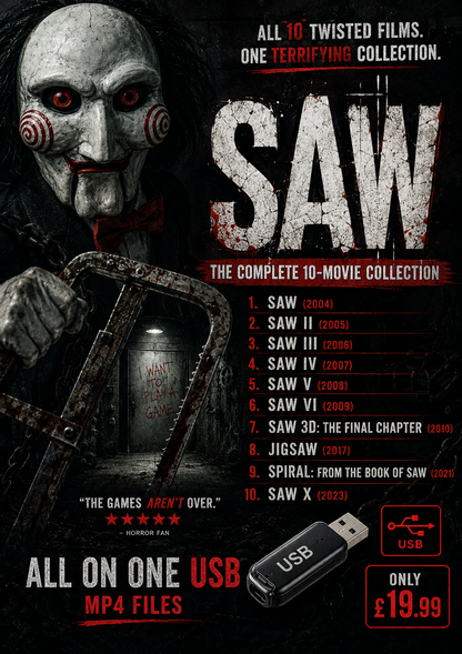 SAW - THE COMPLETE 10-MOVIE COLLECTION ON ONE USB