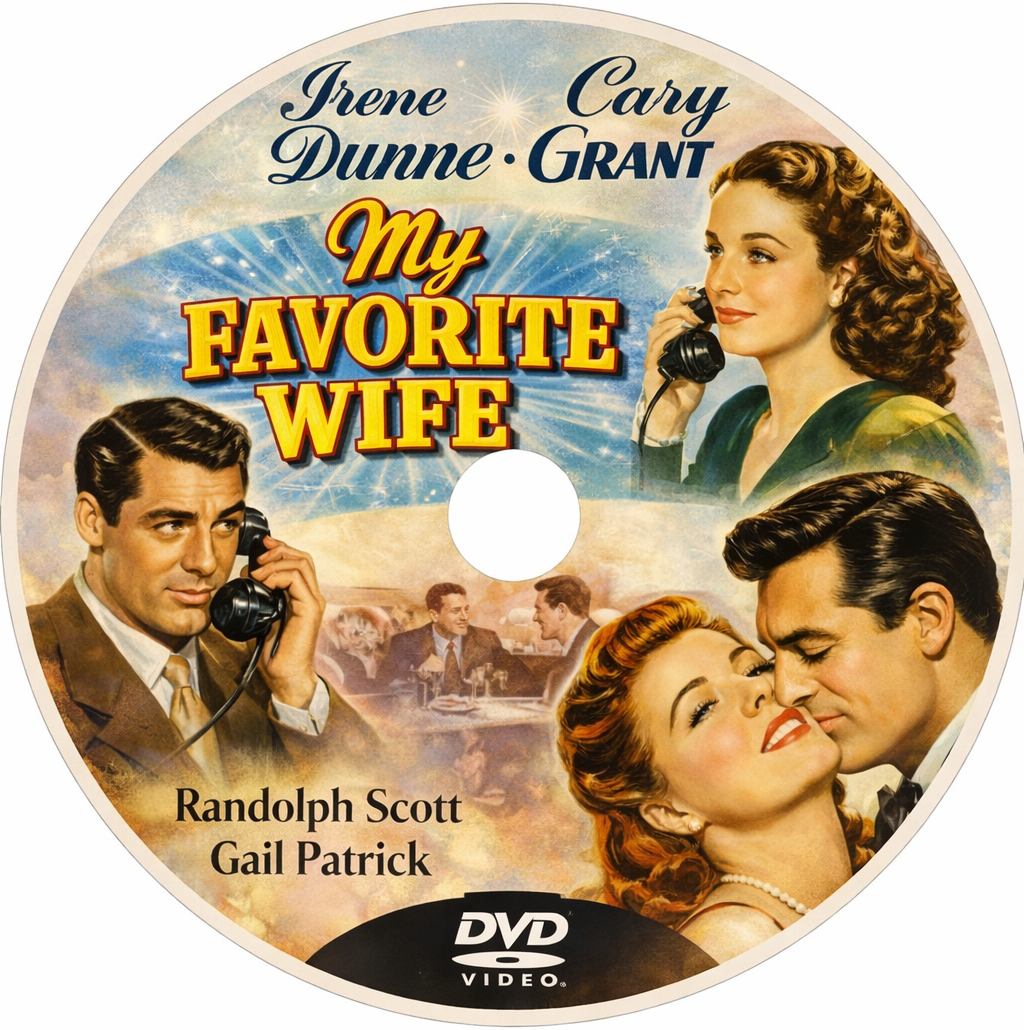 MY FAVORITE WIFE (1940) Cary Grant, Irene Dunne - Public Domain DVD NO CASE