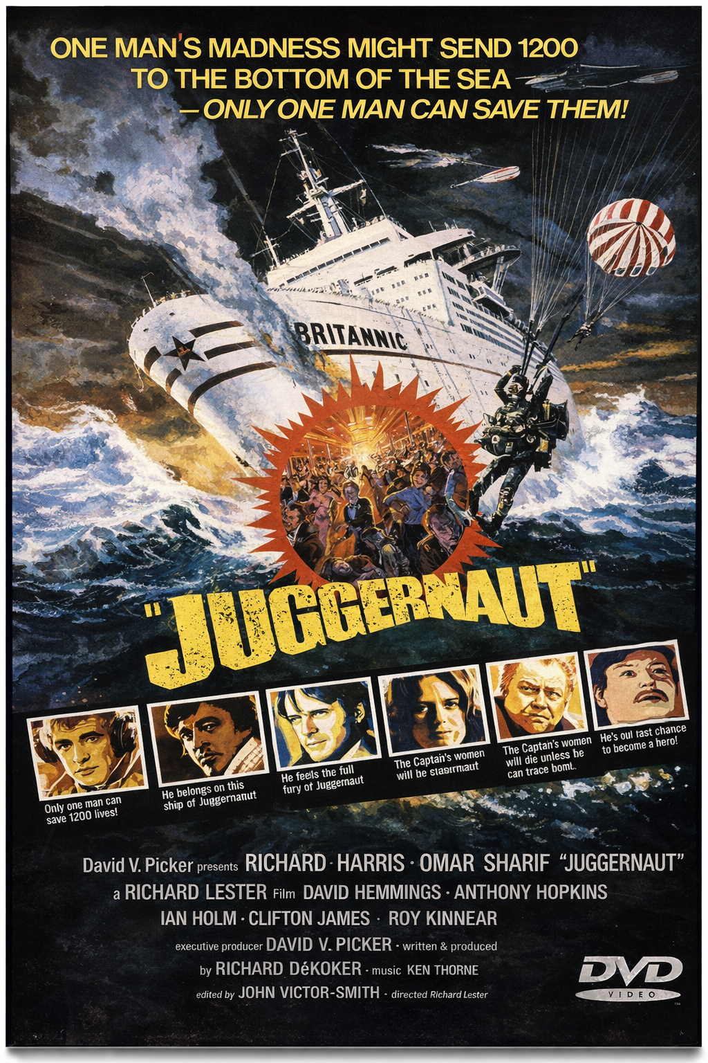 JUGGERNAUGHT (1974) Richard Harris, Anthony Hopkins - Public Domain DVD NO CASE