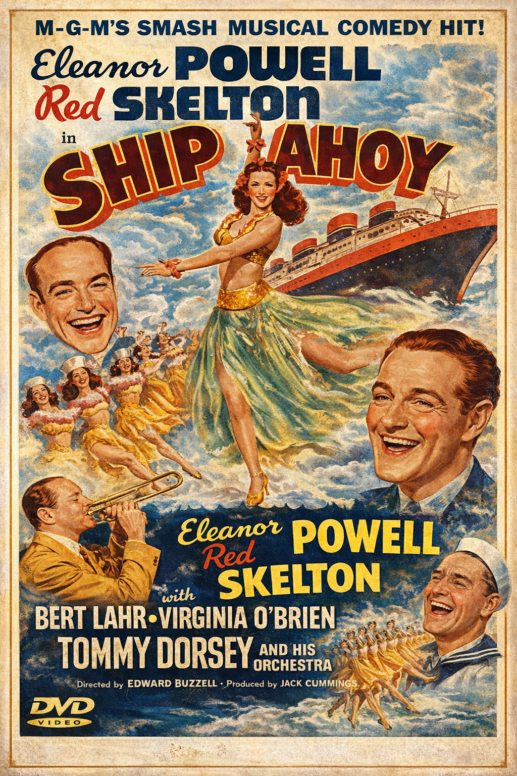 SHIP AHOY (1942) Eleanor Powell,Red Skelton,Bert Lahr,Virginia O'Brien - DVD NO CASE